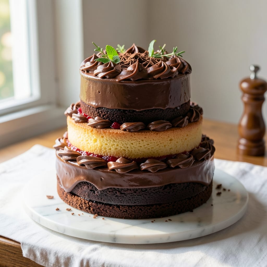 3-Tiered Chocolate Cake Recipe: Decadent Layers With Crispy Crusts