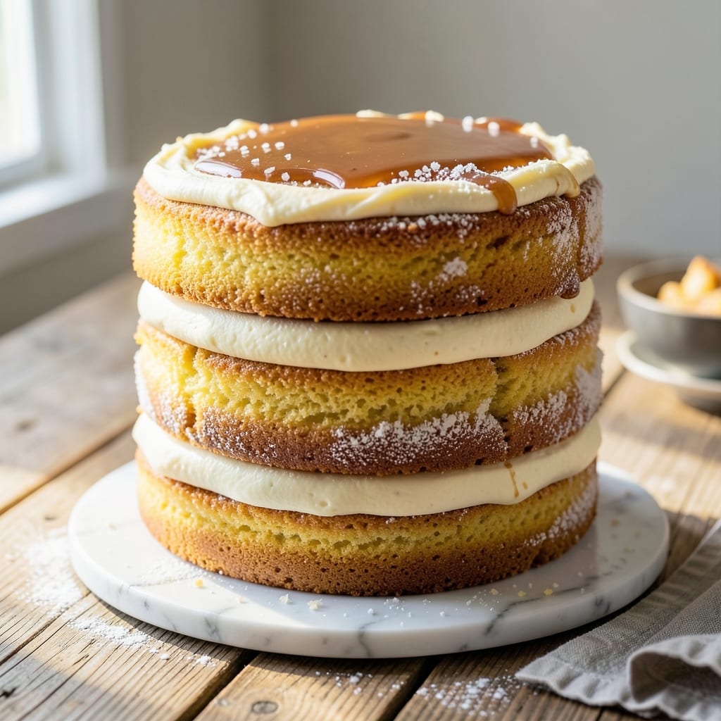 3 Layer Yellow Butter Cake Recipe: Vanilla Bean Swirls and Buttery Streusel Crown
