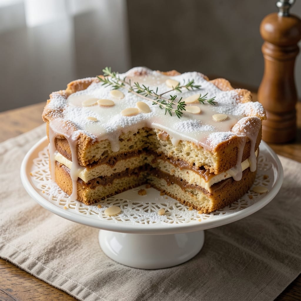 Almond Frangipane Cake Recipe: Liqueur-Infused Layers With Crispy Parchment Top