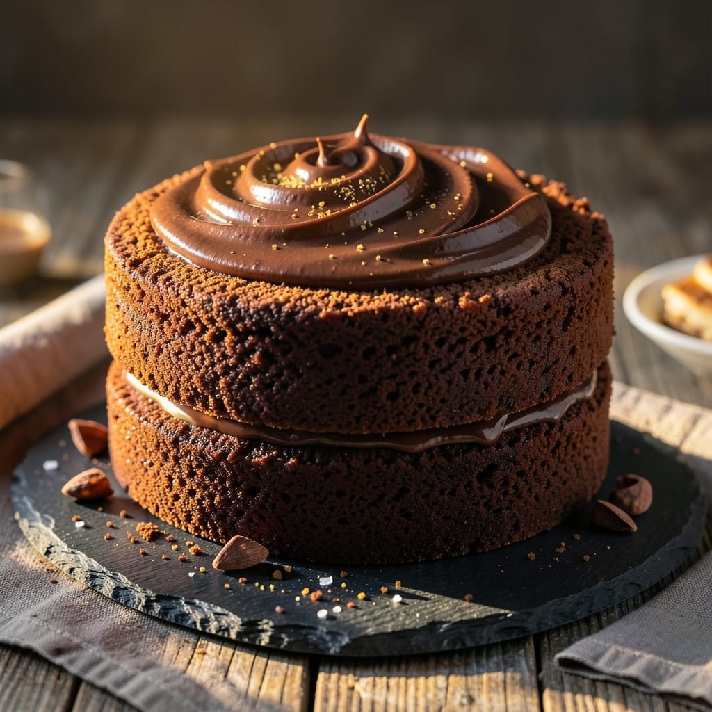 2 Layer Moist Chocolate Cake Recipe: Fudgy Base and Velvety Top in One Bowl