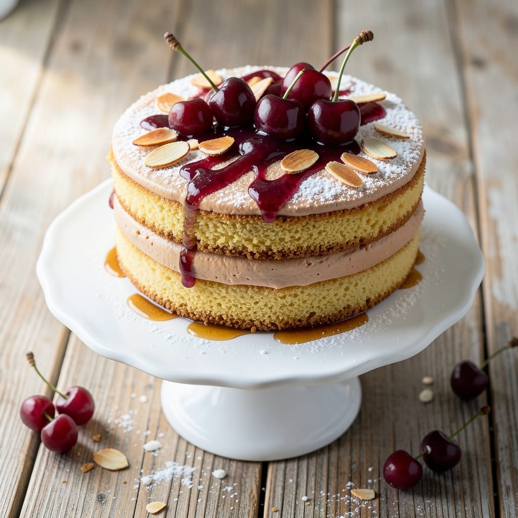 Amaretto Cherry Cake Recipe: Boozy Almond Swirls and Tart Cherry Filling