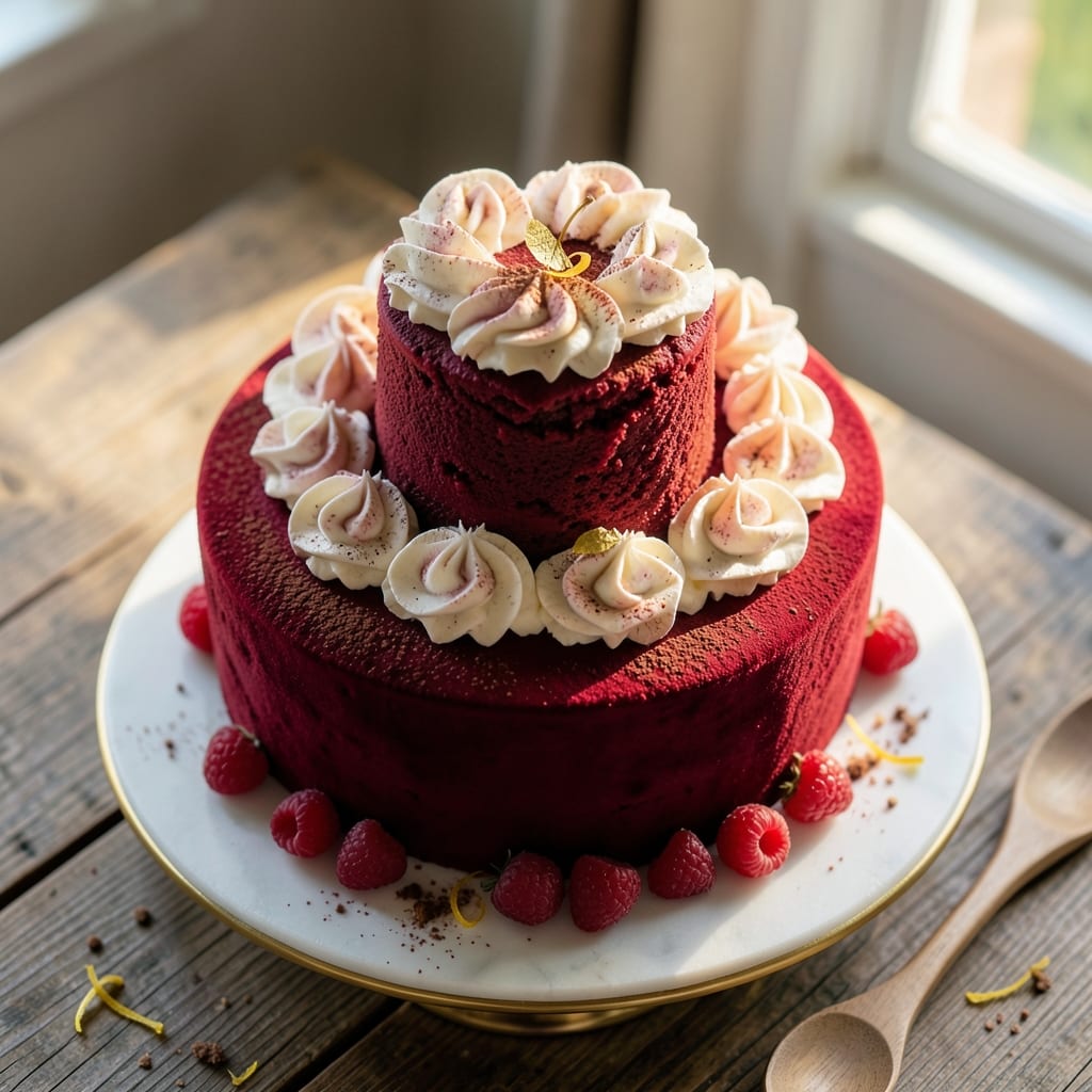 2-Tier Red Velvet Cake Recipe: Moist Layers and Cream Cheese Frosting Artistry