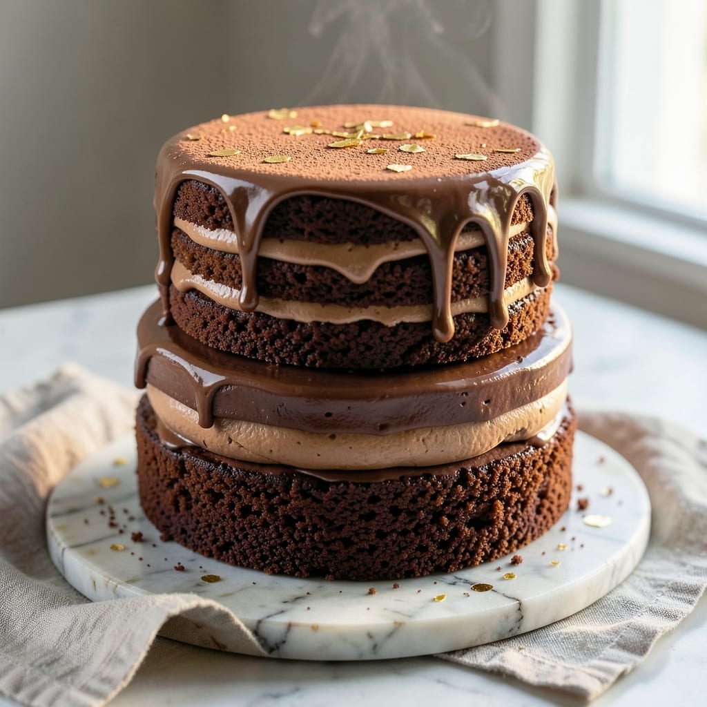 1 2 3 4 Chocolate Cake Recipe: Four-Layer Marvel With Silky Ganache Swirls
