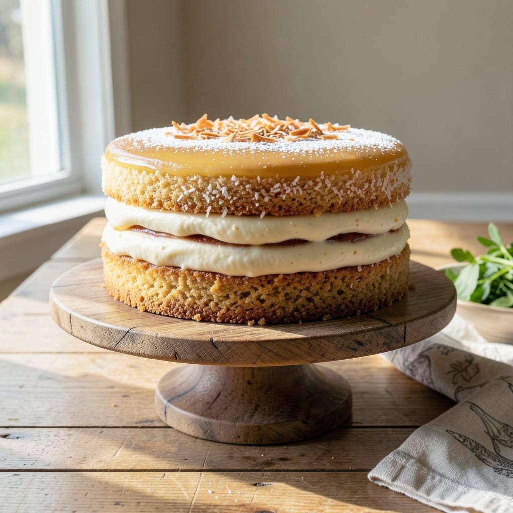 4 Layer Coconut Cake Recipe: Tropical Layers of Creamy, Crunchy, and Citrusy Bliss