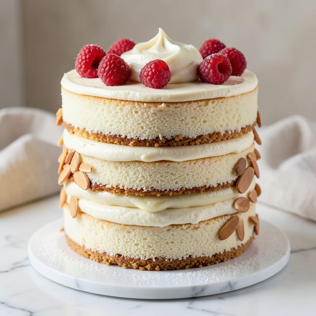 4 Layer Vanilla Cake Recipe: Buttery Crust, Vanilla Swirls, Cream Cheese Filling, Chocolate Ganache Top