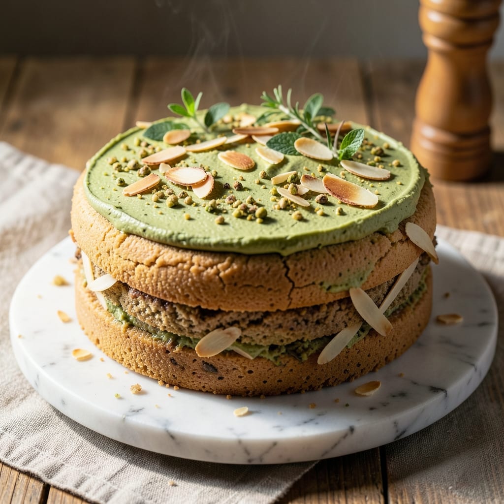 Almond Pistachio Cake Recipe: Nutty Swirls and Crunchy Top Layers